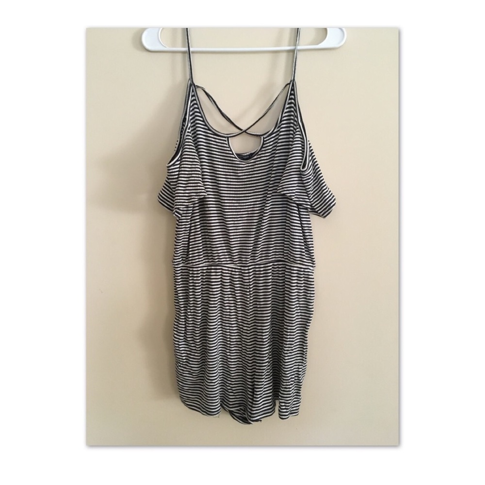 Blue and White Striped Romper